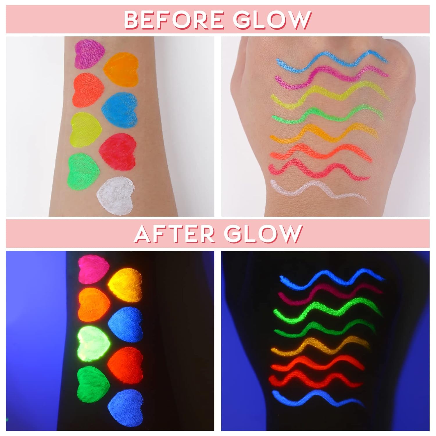 BOBISUKA 8 Colors UV Neon Liquid Eyeliner Set
