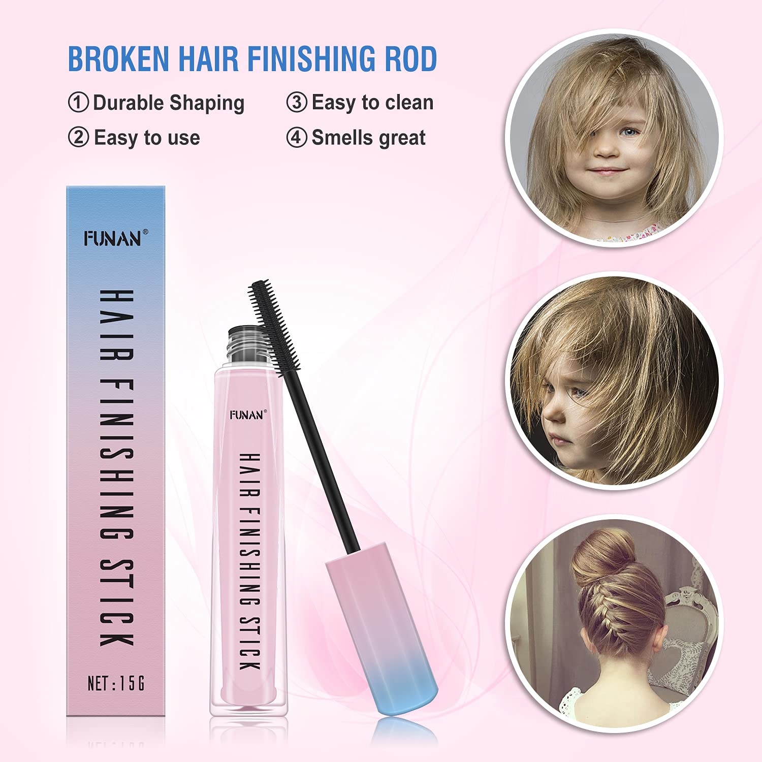 FUNAN Hair Finishing Stick 2 Pack for Small Broken Hair Cream/