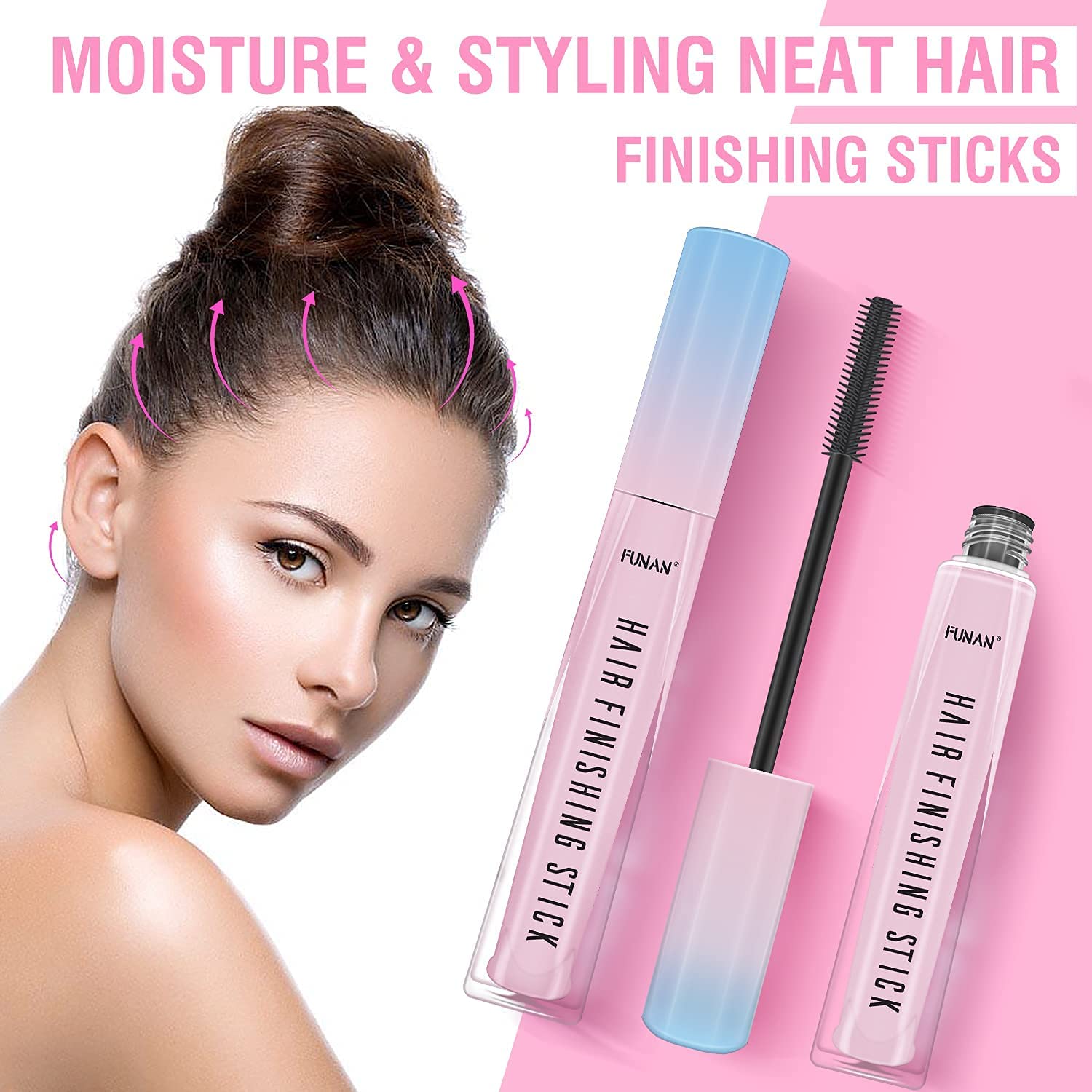 FUNAN Hair Finishing Stick 2 Pack for Small Broken Hair Cream/